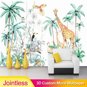 

Jointless Custom 3D Mural Wallpaper Photo Tropical Rain Forest Plant Animal Background Home Decoration Cartoon Bedroom WallPaper