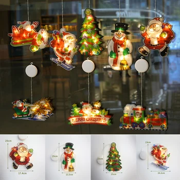 

Newly Christmas Shop Window Lamp Christmas Lighted Window Decoration Tree Santa Snowman XSD88