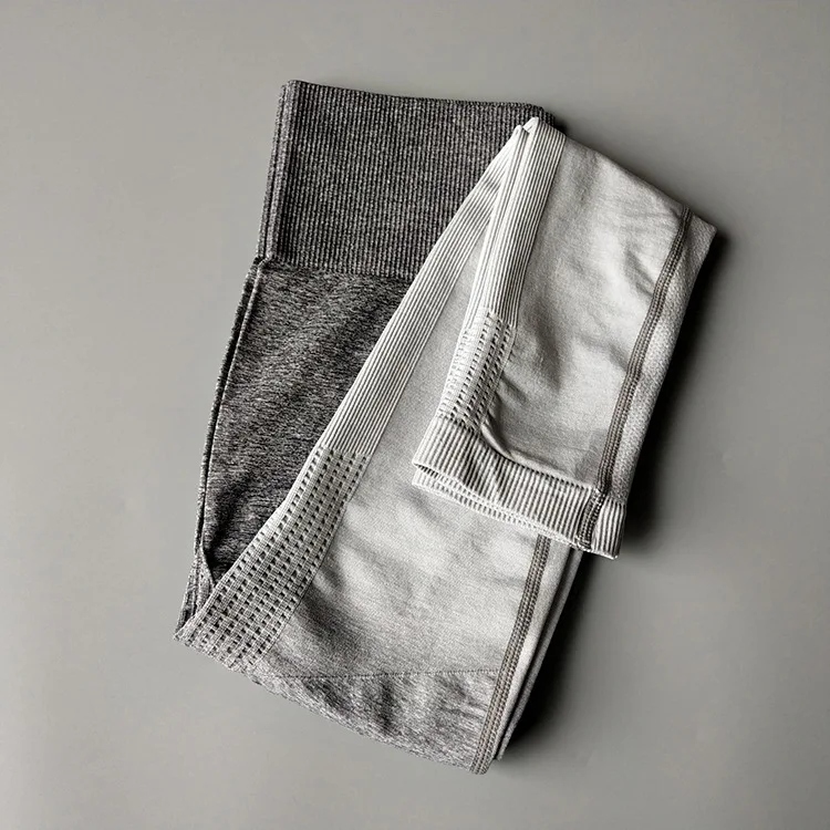 Бесшовная постепенная Йога Комплект из 2 предметов, одежда для спортзала, воздухопроницаемая спортивная одежда с длинными рукава - Цвет: white gray pants