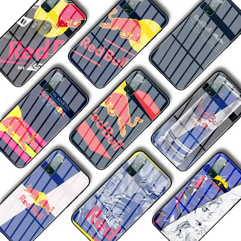 Чехлы для телефонов Red Drink Bull Racing роскошный стеклянный чехол Samsung S10 S20 S9 S21 Plus Ultra Note