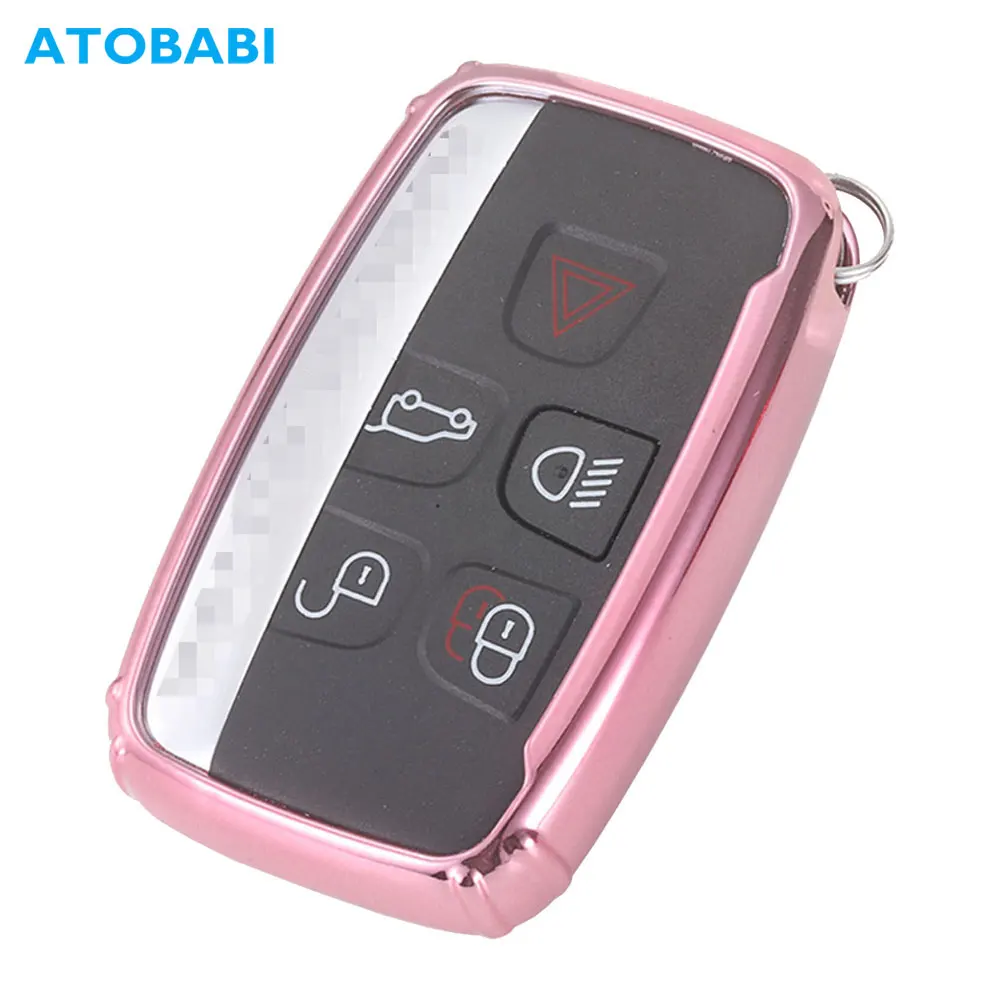 Чехол для ключей ATOBABI из ТПУ для Land Rover Range Rover Sport EVOQUE Jaguar XF розовый смарт-пульт дистанционного управления брелок Чехол протектор сумка для ключей