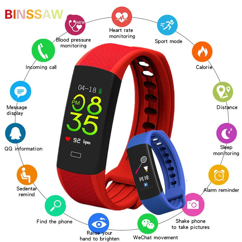 

BINSSAW Smart Watch Sport Watch Women Bluetooth Heart Rate Monitor IP67 Waterproof Digital Watches for IOS Android Lover's Gift