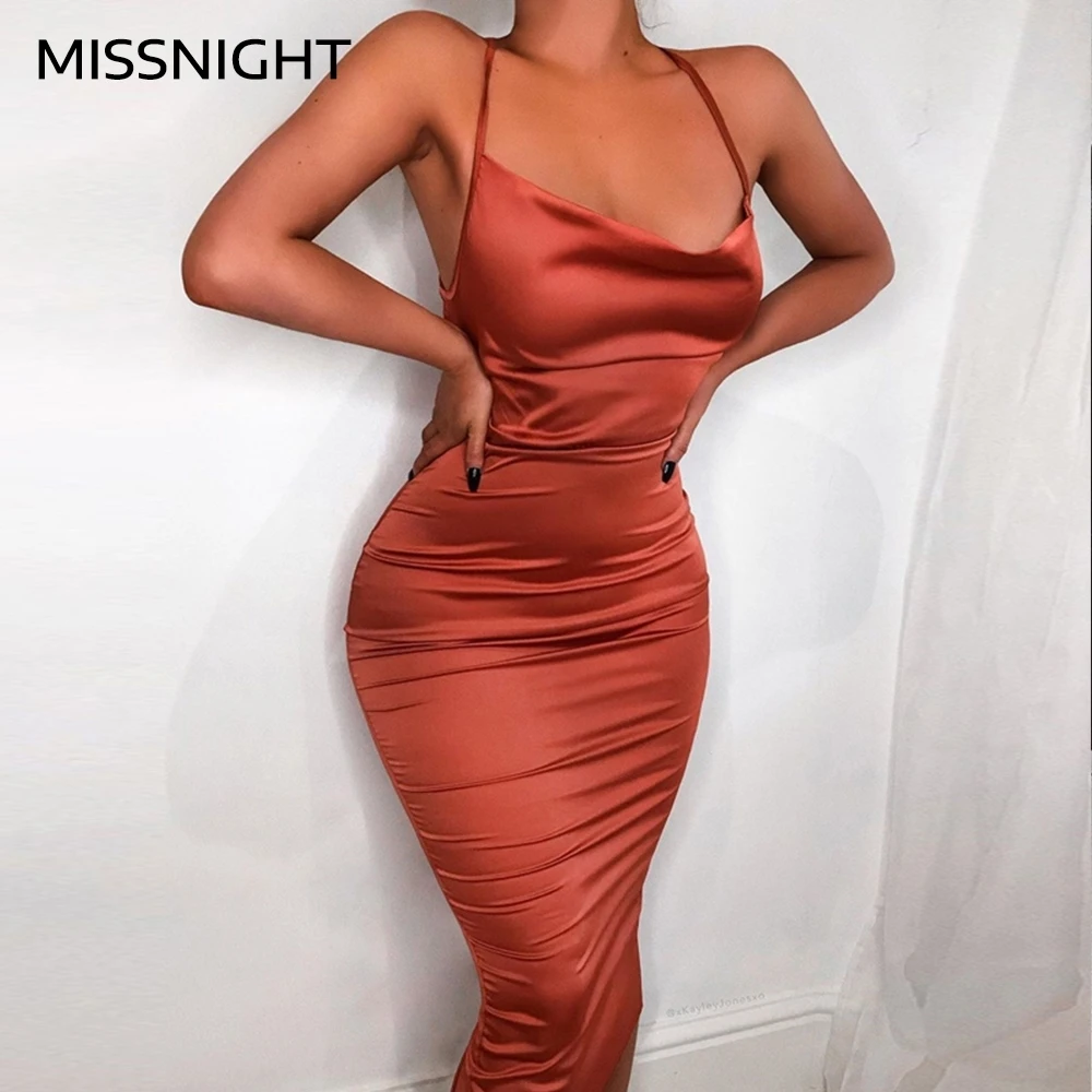 silk bodycon midi dress