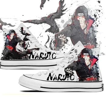 

Men Women's Anime Chinese ink style Print Canvas Shoes Design Anime Naruto Uchiha Sasuke High Top Canvas Sneakers Casual Shoes