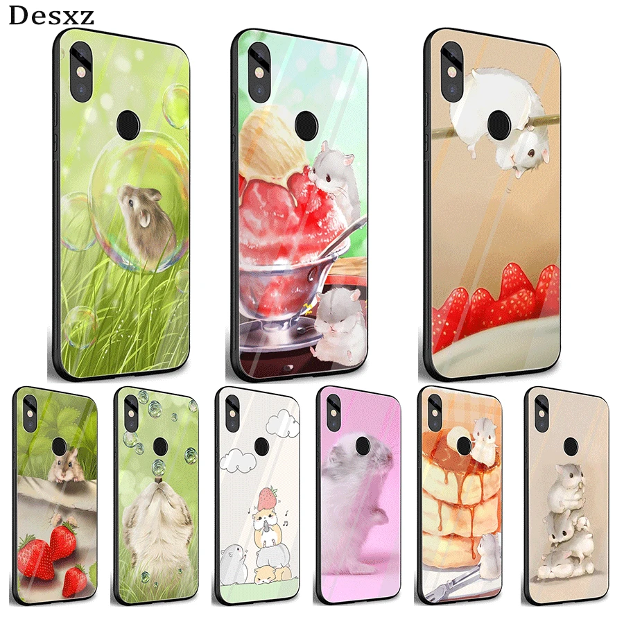 

Mobile Phone Case Glass for Xiaomi 8 Lite A1 A2 9 Redmi Note 5 6 7 Pro 6A 4X Pocophone F1 Cover hamster