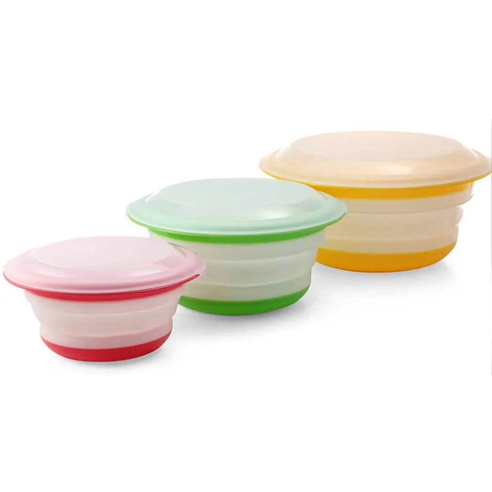 

3pcs Multifunction Silicone Retractable Folding Bowl Set Collapsible Bowl Camping Tent Outdoor Travel Cookware Food Containers