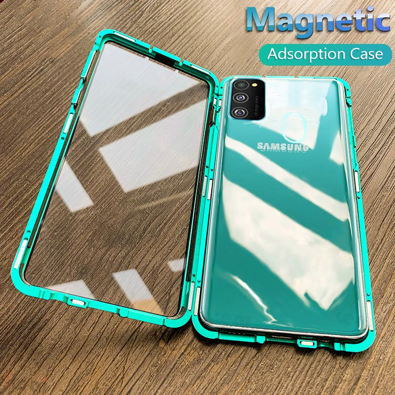 

Magnetic Adsorption Flip Phone Case For Samsung Galaxy M30s A50 A20 A70 360 Magnet Glass Back Cover For Samsung M 30s A 50 Cases