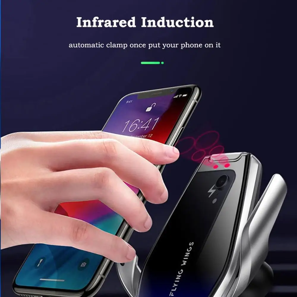 15 Вт автомобильное Qi Беспроводное зарядное устройство для iPhone 11 Pro XS XR X 8 Usb C крепление автоматический зажим Быстрая зарядка держатель для samsung S10 S9