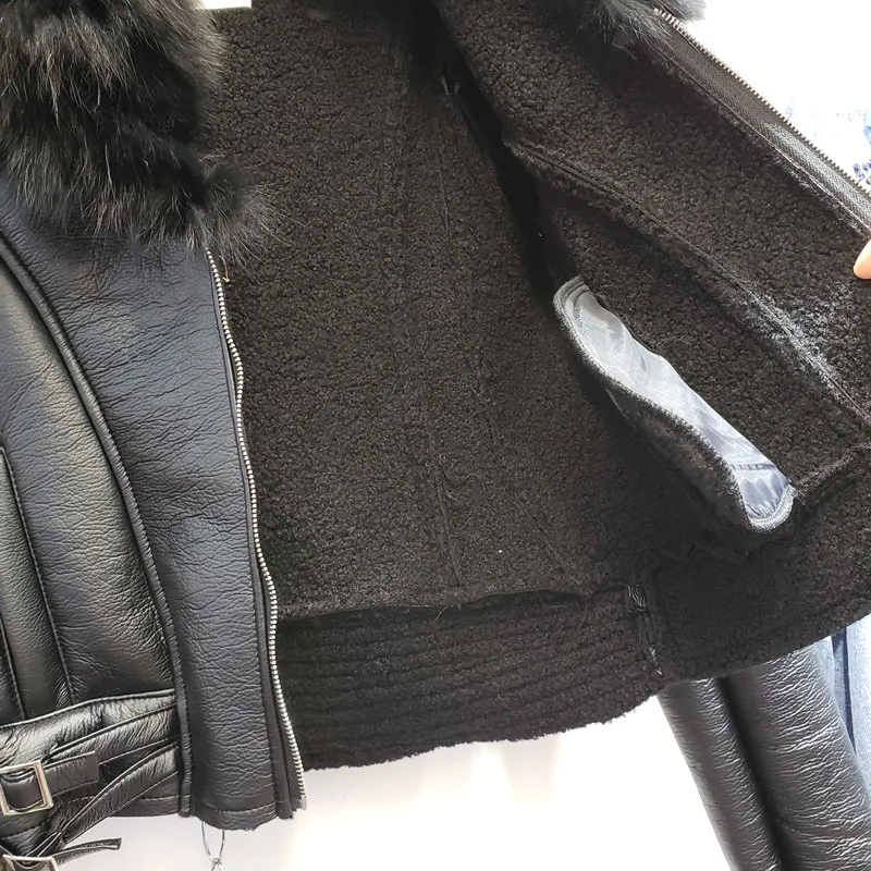 Модная куртка-парка с воротником из лисьего меха, женская зимняя куртка из искусственного меха, женские утепленные пальто из овечьего меха, женские хлопковые парки