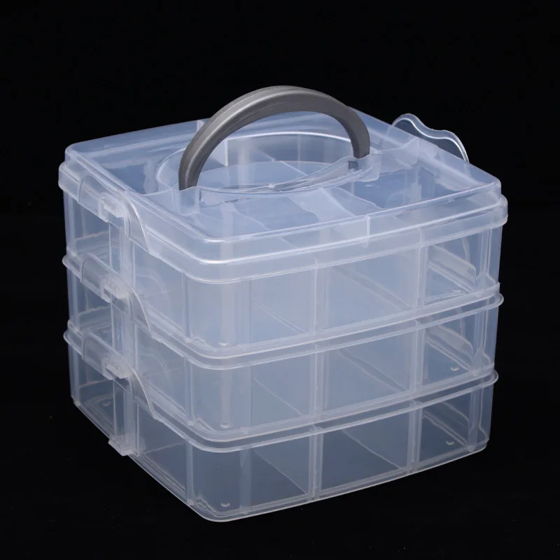 3 Layers 18 Compartments Plastic Embroidery Floss Storage Box Floss Bobbins Beads Storage Organizer for DIY Cross Stitch Sewing sewing storage box,embroidery floss organizer