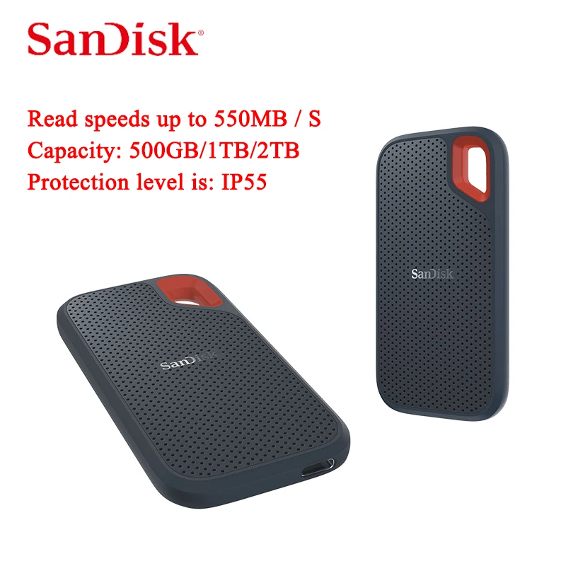 SanDisk E60 внешний SSD ТБ 1 ТБ 500GB внешний твердотельный диск Портативный жесткий диск для настольного компьютера 550 м/с SanDisk E60 внешний SSD ТБ 1 ТБ 500GB внешний твердотельный диск Портативный жесткий диск для настольного компьютера 550 м/с