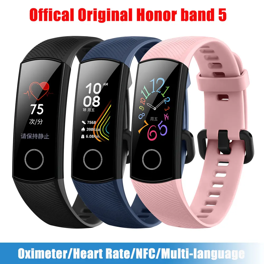 

Original Huawei Honor Band 5 Smart Wristband Oximeter NFC Magic Color Touch Screen Swim Stroke Detect Heart Rate Sleep Nap