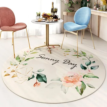 

Soft Wool Round Mat Peony Flower Doormat Round Floor Carpet Rug Living Room Bedroom Play Mat For baby Yoga mat Tatami Tapete