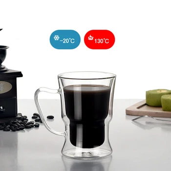 

250ml Clear Glass Water Cup Coffee Mug Double Wall Insulated Handle Drinking Glass Cup Drinkware Kitchen Drinking Bar Mugs