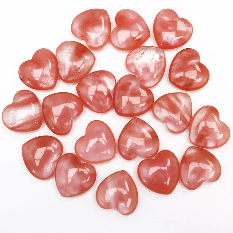 watermelon red Любовь Сердце камень ювелирные изделия без отверстия натуральный агат кристалл драгоценный камень DIY производство серьги ожерелье 30 шт 20 мм Подвески - Цвет: watermelon red