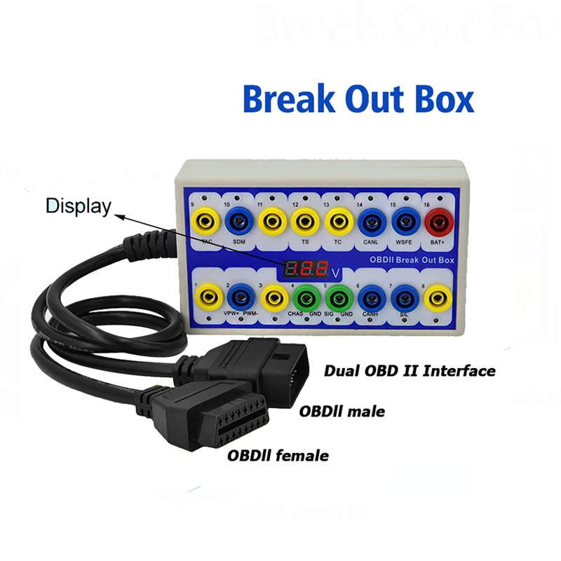 

OBD OBD2 Protocol Detector Car Break Out Box Breakout Tool Pin Out BOX