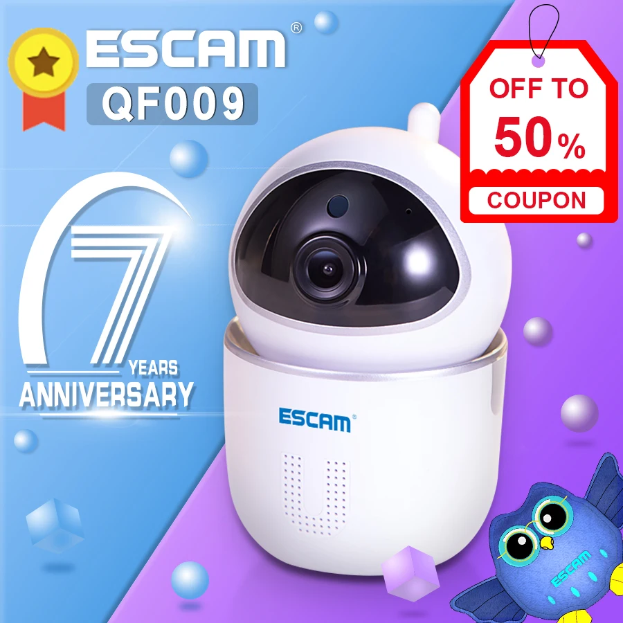 

ESCAM QF009 1080P 25fps WiFi IP Camera With Infrared / Pan / Tilt Monitoring / Night Vision Function Support Protocol
