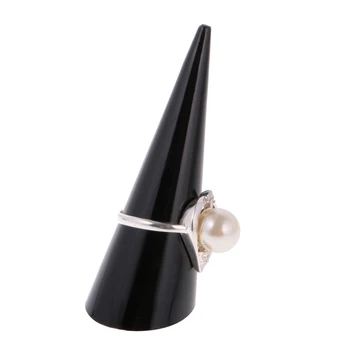 

10Pcs Black Clear Plastic Jewelry Display Stand Finger Cone Ring Holder Rack