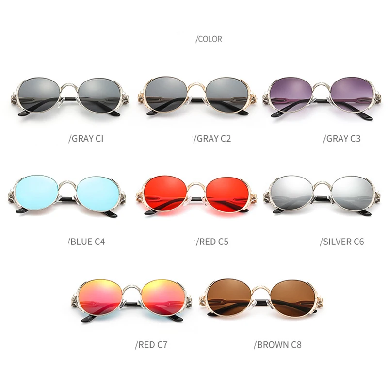 JASPEER панк винтажные мужские Солнцезащитные очки женские брендовые металлические оправы весеннее украшение личности овальные очки зеркальные очки UV400