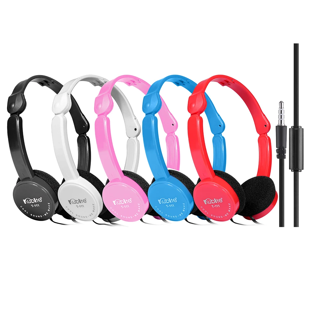 KUBITE T-111 3.5mm Wired Headphones Foldable Sports Headset Portable Music Gaming Earphones w/ Mic For MP4 MP3 Laptop Tablet PC