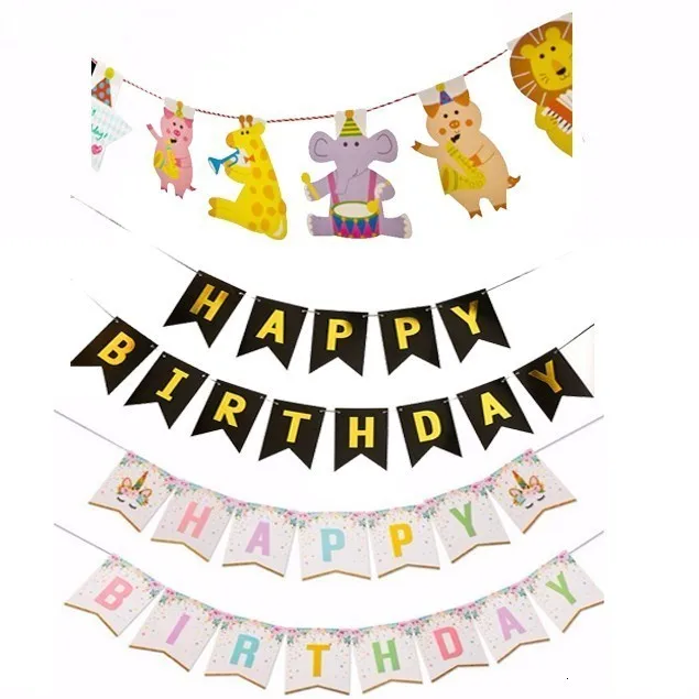 

1 Set Multi Themes Happy Birthday Bunting BabyShower Birthday Party Decorations Kids Booth Photo Happy Birthday Banners Flags