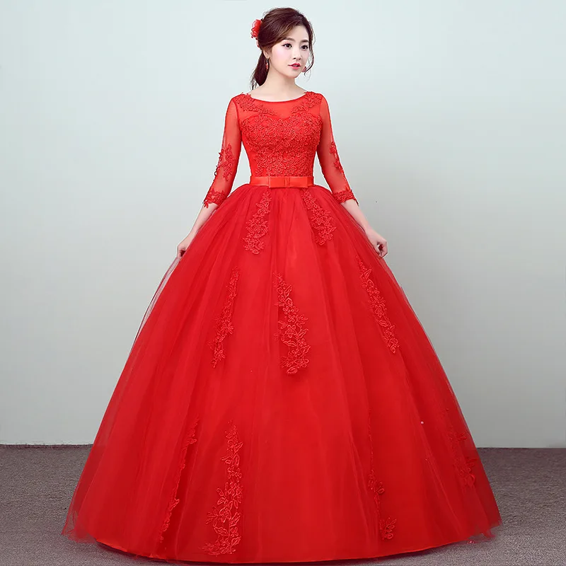 Красные Свадебные платья 2019 свадебное платье Тюль с аппликацией Vestidos De Novia Платье