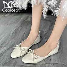 Coolcept/Женская обувь на плоской подошве; модные повседневные водонепроницаемые Мокасины с квадратным носком и бантом; новые весенние мягкие удобные вечерние туфли; Размеры 35-39