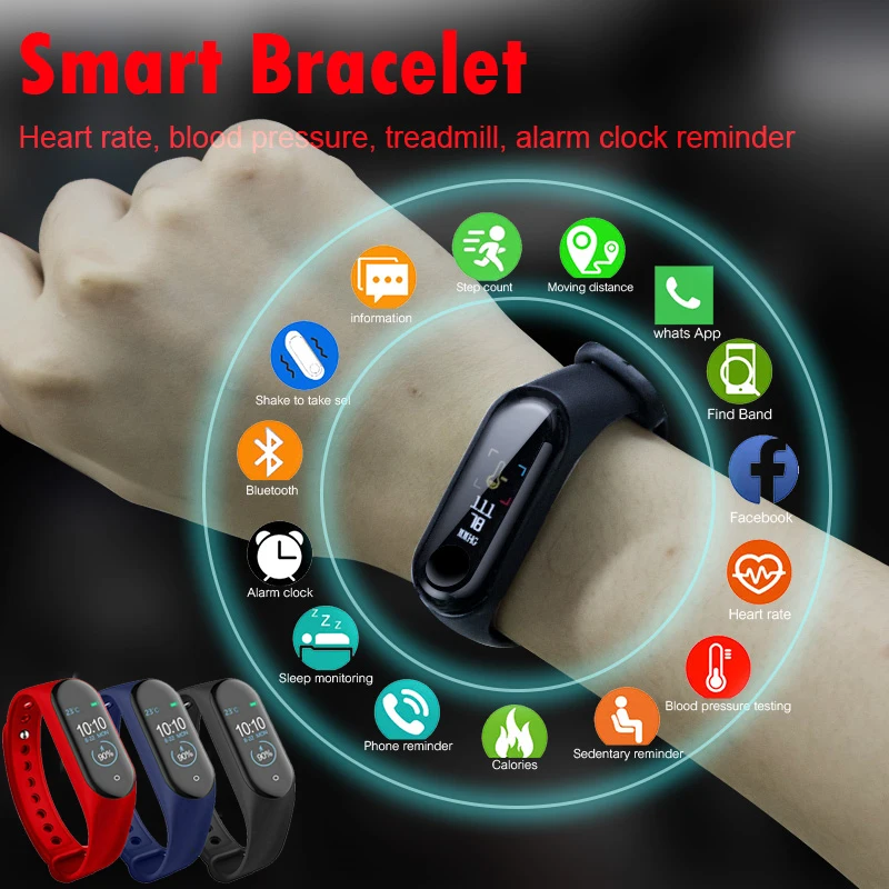 

M3+ Smart Band Wristband Health Heart rate/Blood/Pressure/Heart Rate Monitor/Pedometer Sports Bracelet for Men Women Smart Band