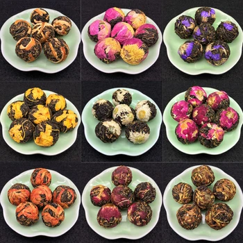 

Handmade Black Tea Pu'ER Yunnan Longzhu Combination Ball Flower ScentedJasmine Osmanthus Lily Rose Tea