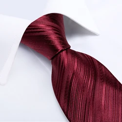 Red Striped Solid Luxury Silk Men's Tie Set 8cm Business Wedding Neck Tie Handkerchief Cufflinks Gift For Man Set Wholesale Ties