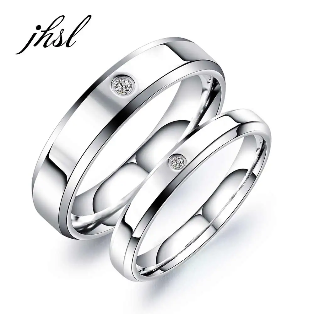 

JHSL 3/5mm Stainless Steel Lovers Couple's Men Women Wedding Small Rings Valentine's Day Gift size 4 5 6 7 8 9 10 11
