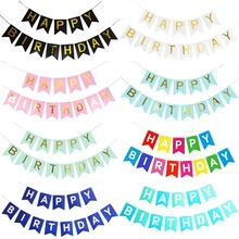 

Happy Birthday Banners Paper Bunting Garland Boy Girl Baby Shower Birthday Party Decorations Kids Party Hanging Flags Supplies