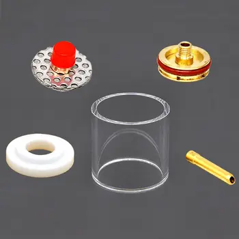 

5pcs Pyrex Cup Kit TIG Welding Torch Cup Champagne Stubby Cup Gas Collet Nozzle Kit WP-9/20/25 3/32" 2.4 mm