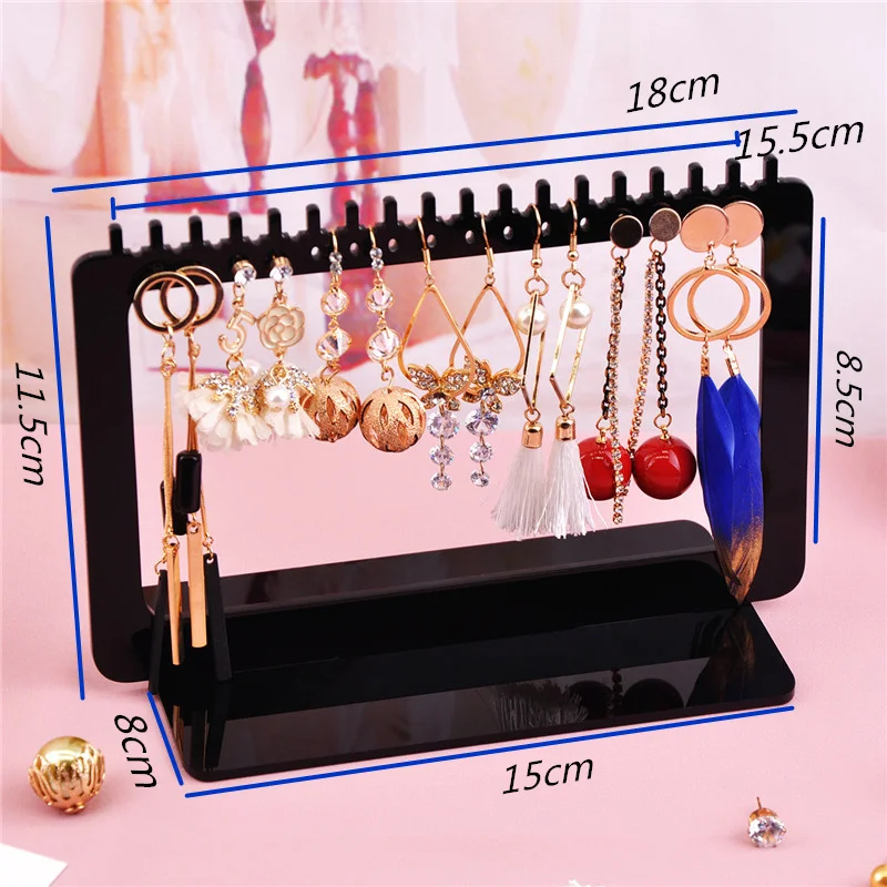 Fashion Acrylic Earring Display Necklace Stand Shelf Earring Holder Jewelry Organizer Necklace Showing Stand Earring Case - Цвет: Rectangle 12cm High