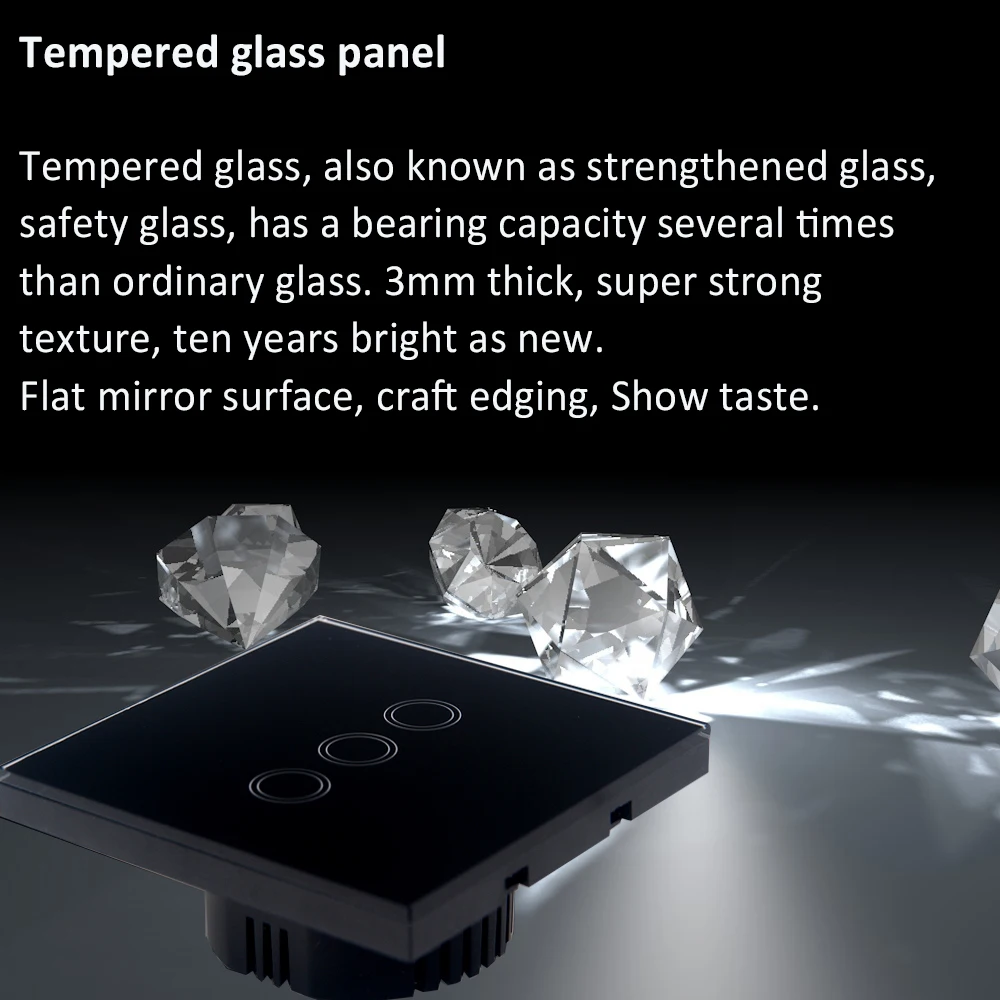 Interruptor de toque para parede rf433 sem