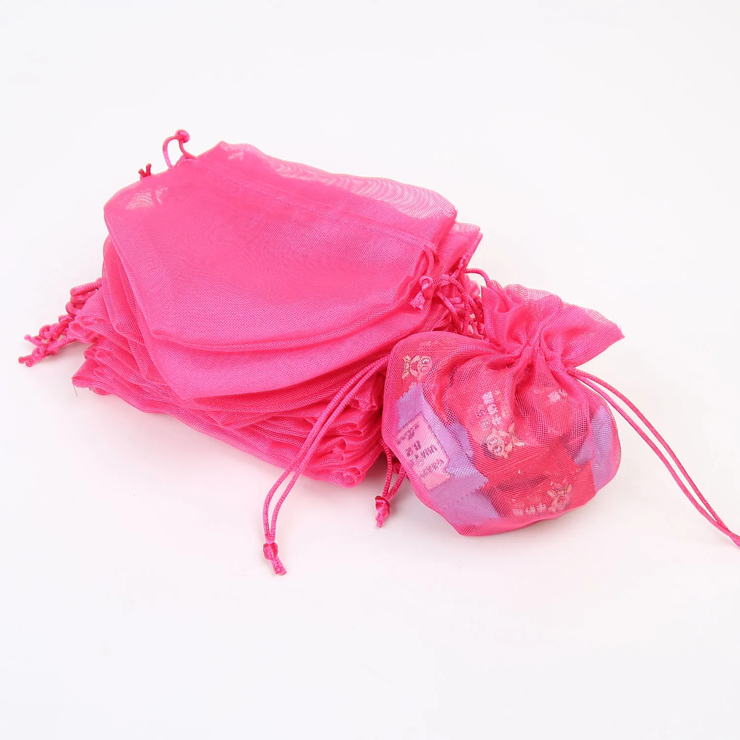 20 шт./пакет 15x15 см сумка-кисет из органзы Свадебные мешки мешочек розовый любовь Цвета ювелирные изделия Упаковка Прозрачная марли мешок