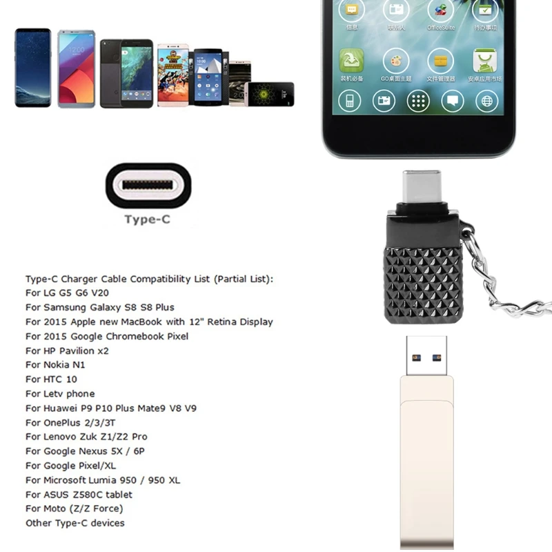 Металлический Тип C Мужской к USB 3,0 Женский адаптер конвертера OTG для Macbook Xiaomi S8