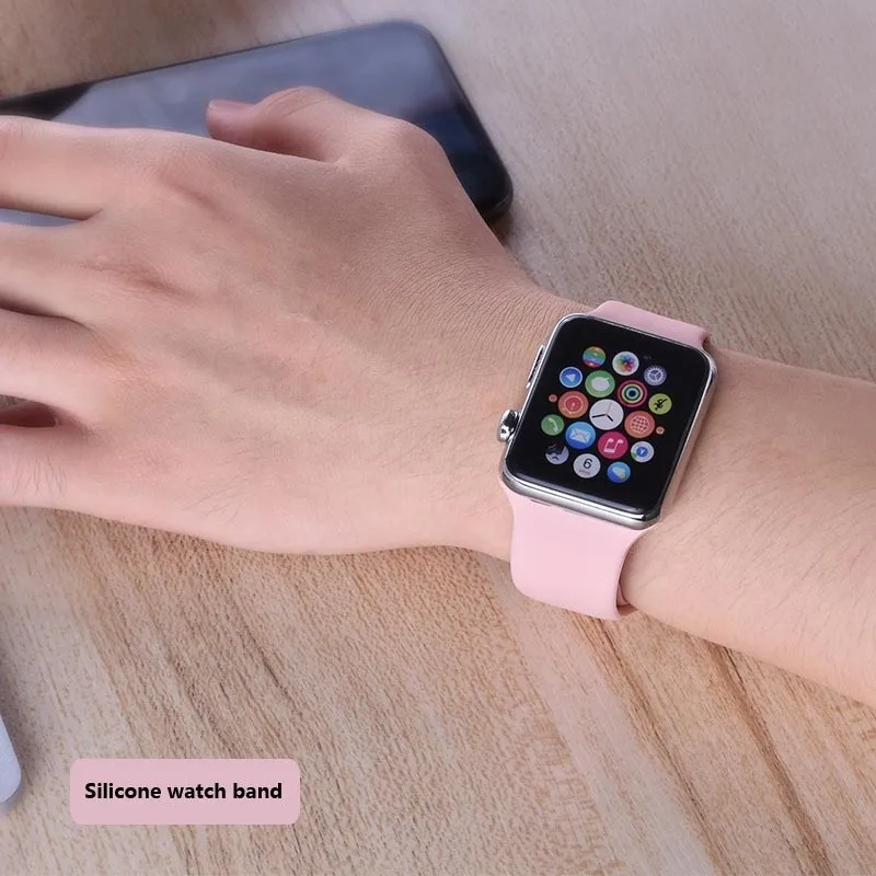Ремешок для часов Apple, ремешок для наручных часов iWatch i Watch 4 3 2 1 42 мм 44 мм 38 40 мм, силиконовый мягкий браслет для часов
