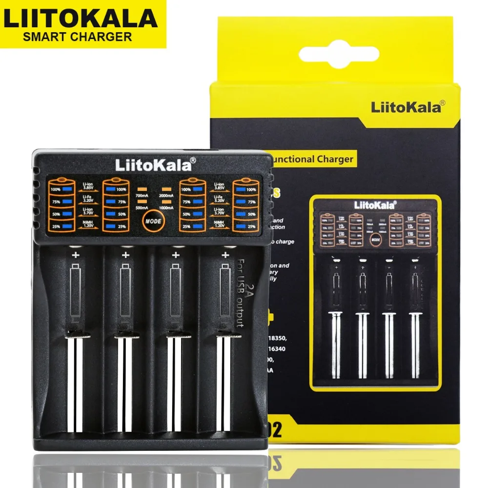 

Liitokala Lii-402 202 100 18650 charger 1.2V 3.7V 3.2V 3.85V AA/AAA 26650 14500 16340 25500 NiMH lithium battery smart charger