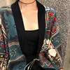 Women Blouse Cardigan Beach Style Summer Lace Up Ladies Retro Print Boho Batwing Sleeve Sunscreen Shirt Tops 6