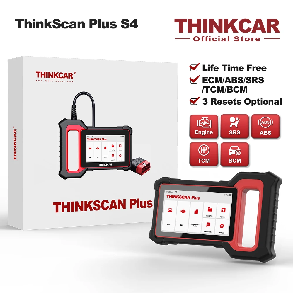 THINKCAR THINKSCAN PLUS S4 ABS SRS ECM System Diagnostic Tools OBD2 Auto Scanner obd2 Coder Reader Free Reset/Update car battery charger price