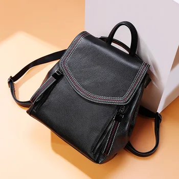 

Backpack women 2019 new Korean girls cute solid color mini schoolbag fashion soft leather large capacity backpack