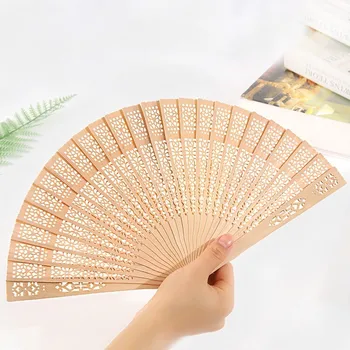 

100pcs Wooden Fan Home Decoration Crafts Bamboo Summer Accesory Art Folding Carved Hand Fan Party Favor free shipping