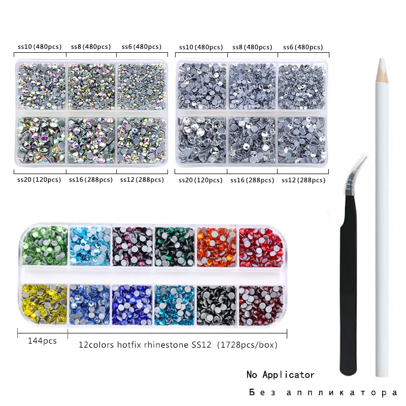 Hot Sale New Set Hot Fix Rhinestones EU or US PLUG Hotfix Applicator&7 Tips Crystal Glass Rhinestone Iron-on Wand Strass Cords  Fabric & Sewing Supplies