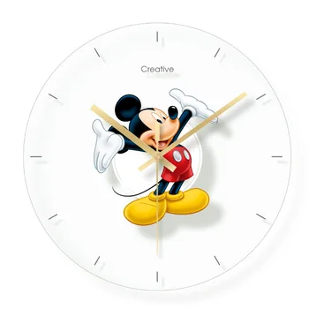 

Modern design Mickey Mouse glass crystal wall clock battery operation digital wall clock bedroom living room kitchen decoration