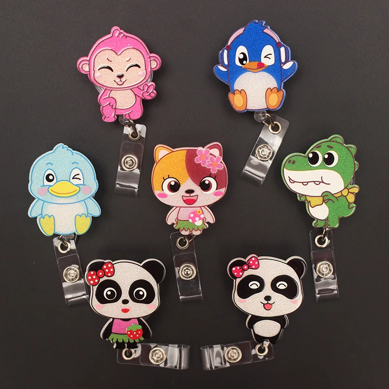 Creative Panda And Monkey Style Retractable Badge Reel For Nurse&Doctor Card Holder Office&Hospital Supplies Boy&Girl Name Card