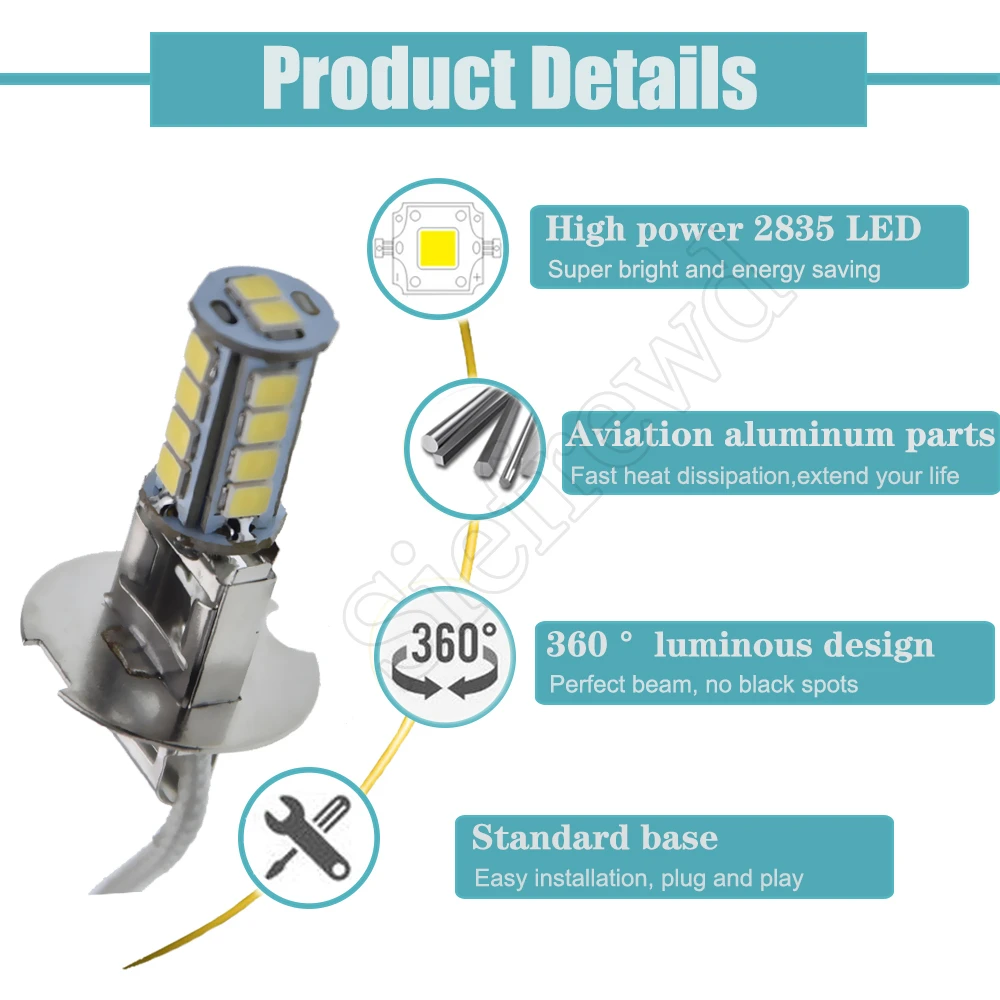 LED fog and headlight bulbs 1/2 Pcs car lights H3 18SMD 2835 6V DC