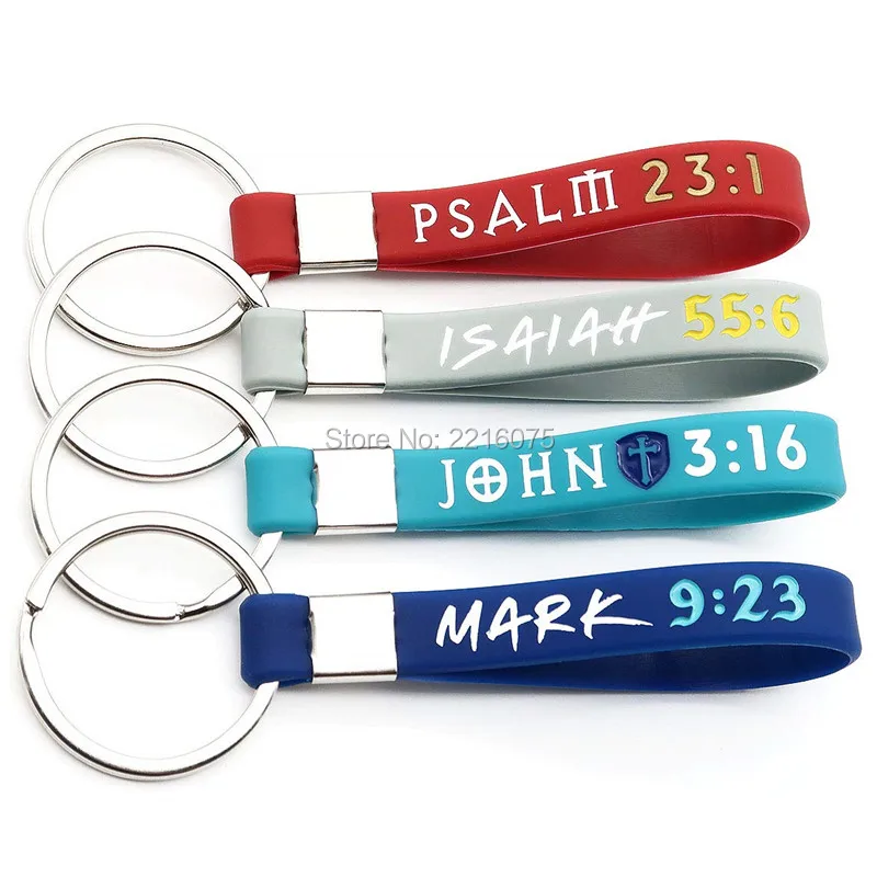 300 шт. брелок John 3:16 Psalm 23:1 Isaiah 55: 6 Mark 9:23 брелок браслет силиконовые браслеты dhl A