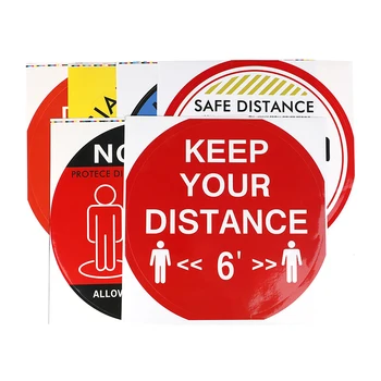 

5Pcs Social Distancing Floor Decals 6 Feet Social Floor Sign Indoor Ground Sticker