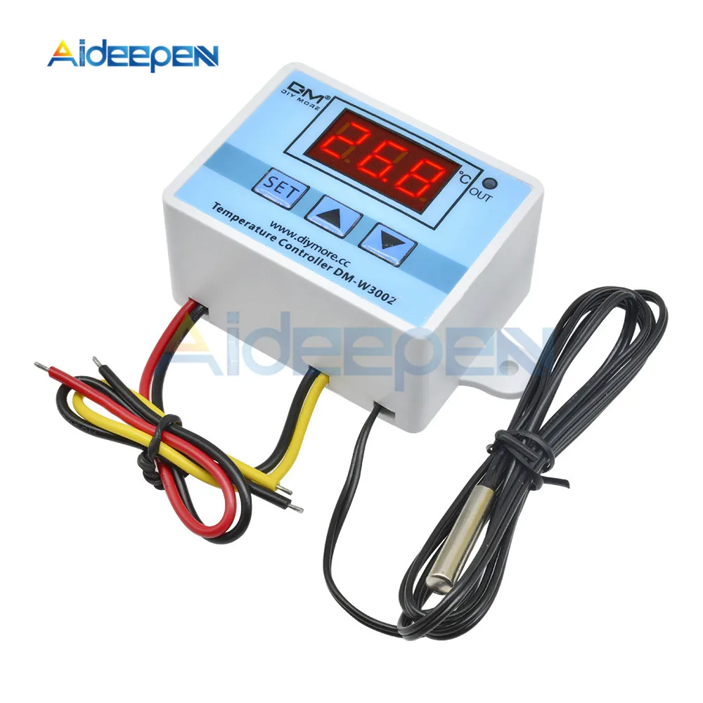 

XH-W3002 AC 110V-220V Digital LED Temperature Controller 10A Thermostat Thermostatic Control Switch With Probe Sensor W3002